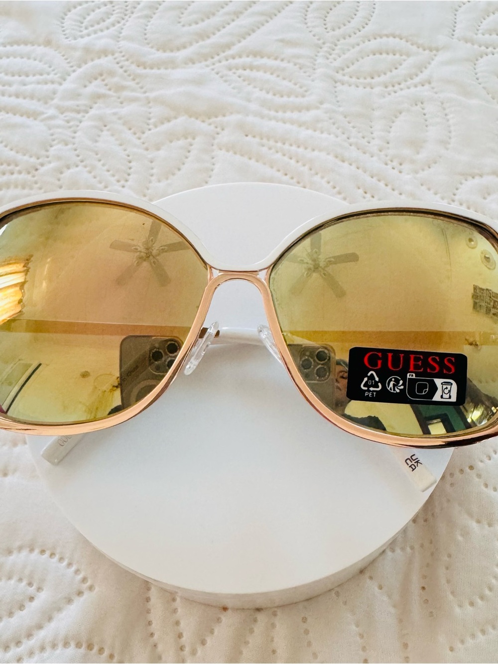 GUESS Rose Gold Frame Sunglasses with Gold Mirrored Lenses